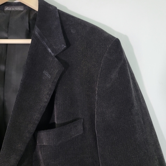 Alan Flusser Men's Black Corduroy Sport Coat Sz 44R Two Button Single Breasted - Picture 4 of 12